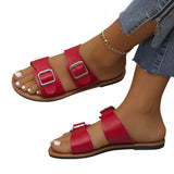 Buckle Flat Bottom Slipper Female 04 New Toe Beach Cold Slippers