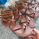 Floor Fine Coarse Cross With Sandals Woman 2024 New Large-Size Leisure Simple Beach Roman Sandals