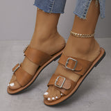 Buckle Flat Bottom Slipper Female 04 New Toe Beach Cold Slippers