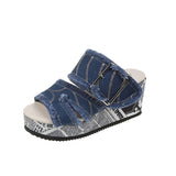 Slope And Denim Round Head Fish-Mouthed Sandals 2024 New Fashion And Comfortable Water Drill High Heels