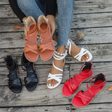 Floor Fine Coarse Cross With Sandals Woman 2024 New Large-Size Leisure Simple Beach Roman Sandals