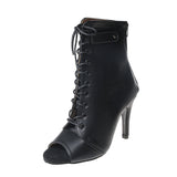 Dancing High-Heeled Bag Head Sandals 2024 New Lace Hollow Fine And Sexy Leather Boots Cool Boots