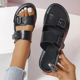 Buckle Flat Bottom Slipper Female 04 New Toe Beach Cold Slippers