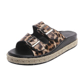 Belt Buckle Slippers Women's 2024 New Sen Series Retro Rope Thick Bottom Slope And Lazy Casual Slippers