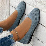 Color Round Head Flying Flat Sole Single Shoes Women Casual Breathable Hollow Knitted Lazy One Foot Pedal Work Shoes