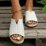 New Large-Size Hollow Slope And Cool Slippers Women Fish Mouth Thick Bottom Casual Slippers