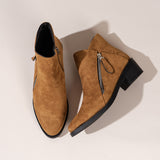 New Velvet Fashion Short Boots Coarse And Short-Trace Zipper Decorative Fashion Zipper Western Short Boots