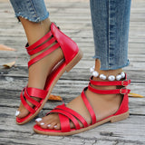 Floor Fine Coarse Cross With Sandals Woman 2024 New Large-Size Leisure Simple Beach Roman Sandals