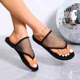 Flat Bottom Casual Slippers Women's 2024 New Fishing Net-Shaped Water Drill Jacket Toe Glyph Shoes