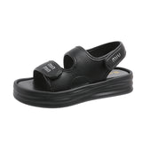 New Korean Version Of Leisure Magic Flat-Bottomed Slippers Women's Fashion Solid-Color Beach Sandals