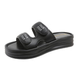 New Korean Version Of Leisure Magic Flat-Bottomed Slippers Women's Fashion Solid-Color Beach Sandals