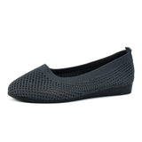Color Round Head Flying Flat Sole Single Shoes Women Casual Breathable Hollow Knitted Lazy One Foot Pedal Work Shoes