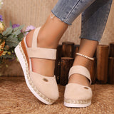 Casual Slope Heel Sandals Women 2024 New Bag Head One Word Tight Rope Thick Soles Empty Shoes