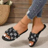 Square Denim Flat Bottom Women's Slippers 2024 New Leisure Indoor And Outdoor Simple Fashion Shoes