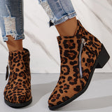 New Velvet Fashion Short Boots Coarse And Short-Trace Zipper Decorative Fashion Zipper Western Short Boots