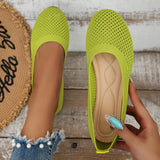 Color Round Head Flying Flat Sole Single Shoes Women Casual Breathable Hollow Knitted Lazy One Foot Pedal Work Shoes