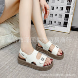 New Korean Version Of Leisure Magic Flat-Bottomed Slippers Women's Fashion Solid-Color Beach Sandals
