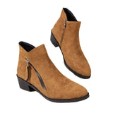 New Velvet Fashion Short Boots Coarse And Short-Trace Zipper Decorative Fashion Zipper Western Short Boots