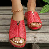 New Large-Size Hollow Slope And Cool Slippers Women Fish Mouth Thick Bottom Casual Slippers