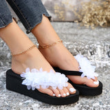 Round Head One-Word Slope And Slippers 2024 New Water Drill Flowers Women Fashion Cloth Slippers